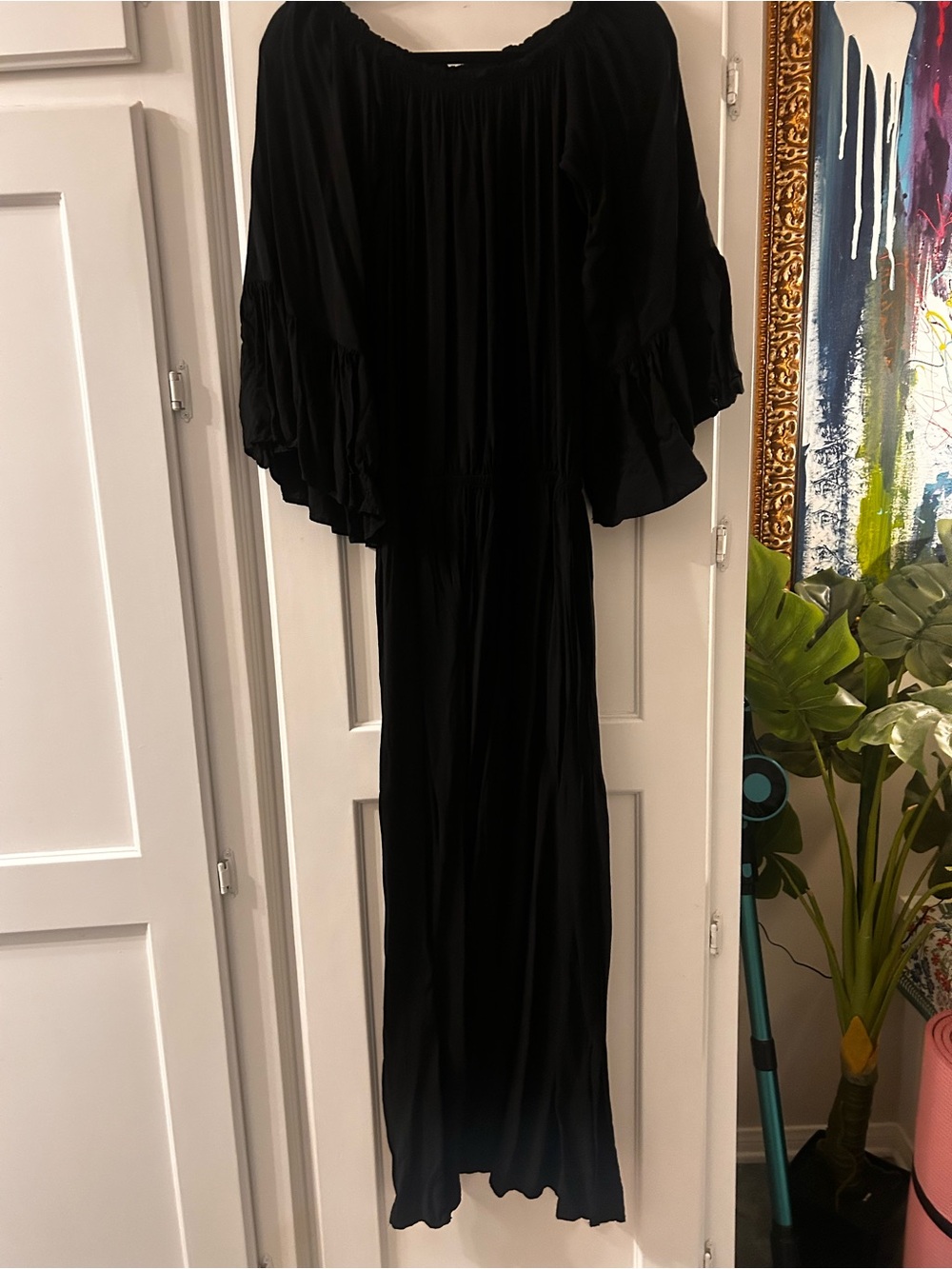 Elan Black Off-Shoulder Dress with Elastic Neckline